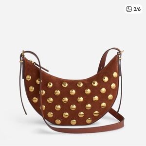 Madewell Brown Studded Leather Shoulder Bag